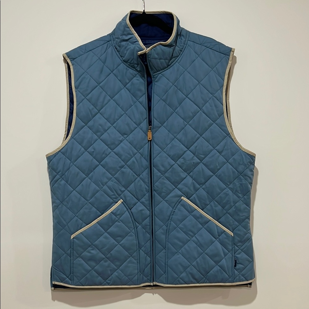 Crown & Ivy Blue Quilted Vest with Diamond Pattern